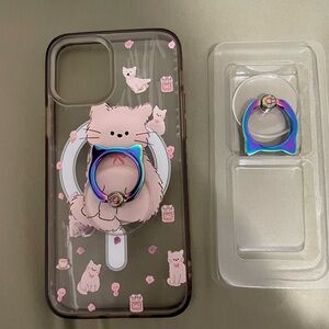iPhone 12 cat phone case with cat holder is used but the other cat holder is new